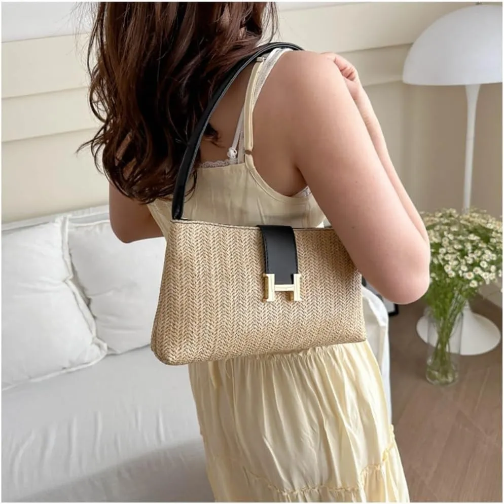 Woven bag,vacation handbags,Straw Bag Straw bag summer versatile niche design shoulder armpit bag Straw Bag Tote