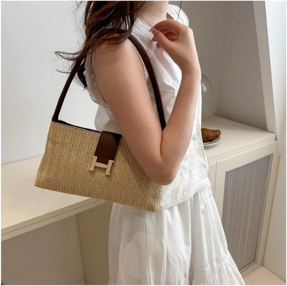 Woven bag,vacation handbags,Straw Bag Straw bag summer versatile niche design shoulder armpit bag Straw Bag Tote