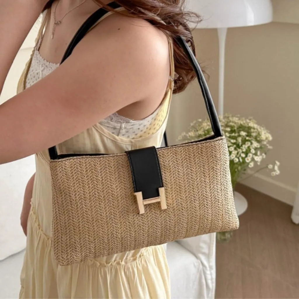Woven bag,vacation handbags,Straw Bag Straw bag summer versatile niche design shoulder armpit bag Straw Bag Tote