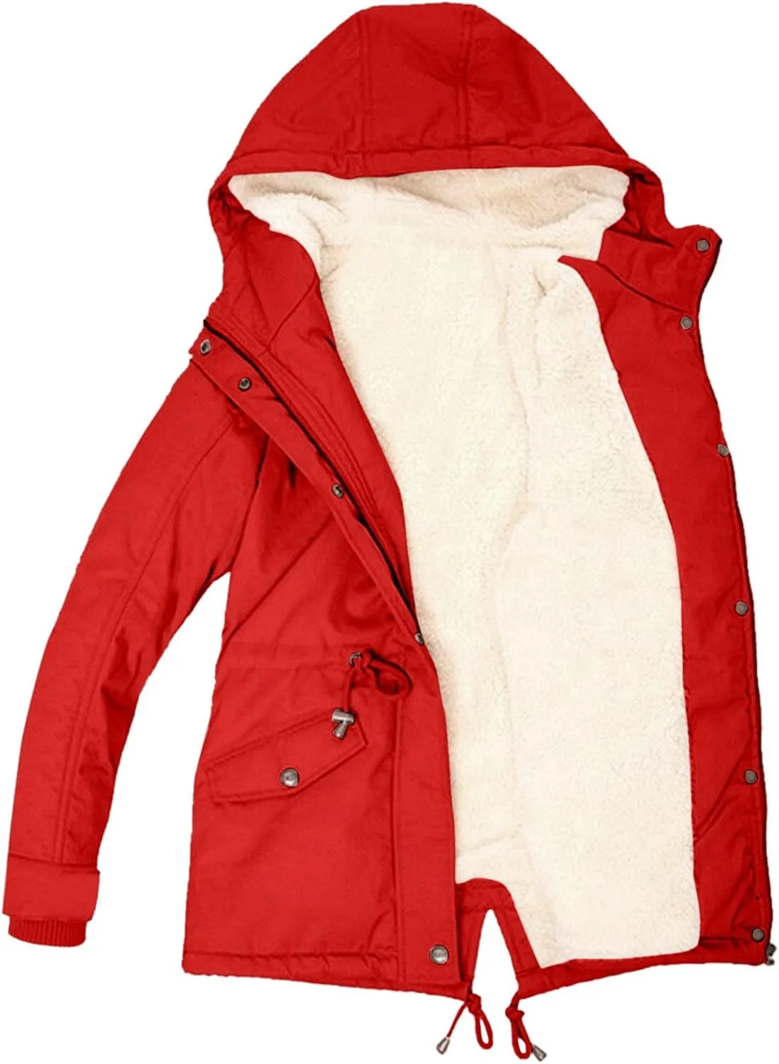 ZBYY Winter Coats for Women Warm Sherpa Fleece Lined Hooded Zip Up Quilted Down Jacket Parka Outwear with Pockets