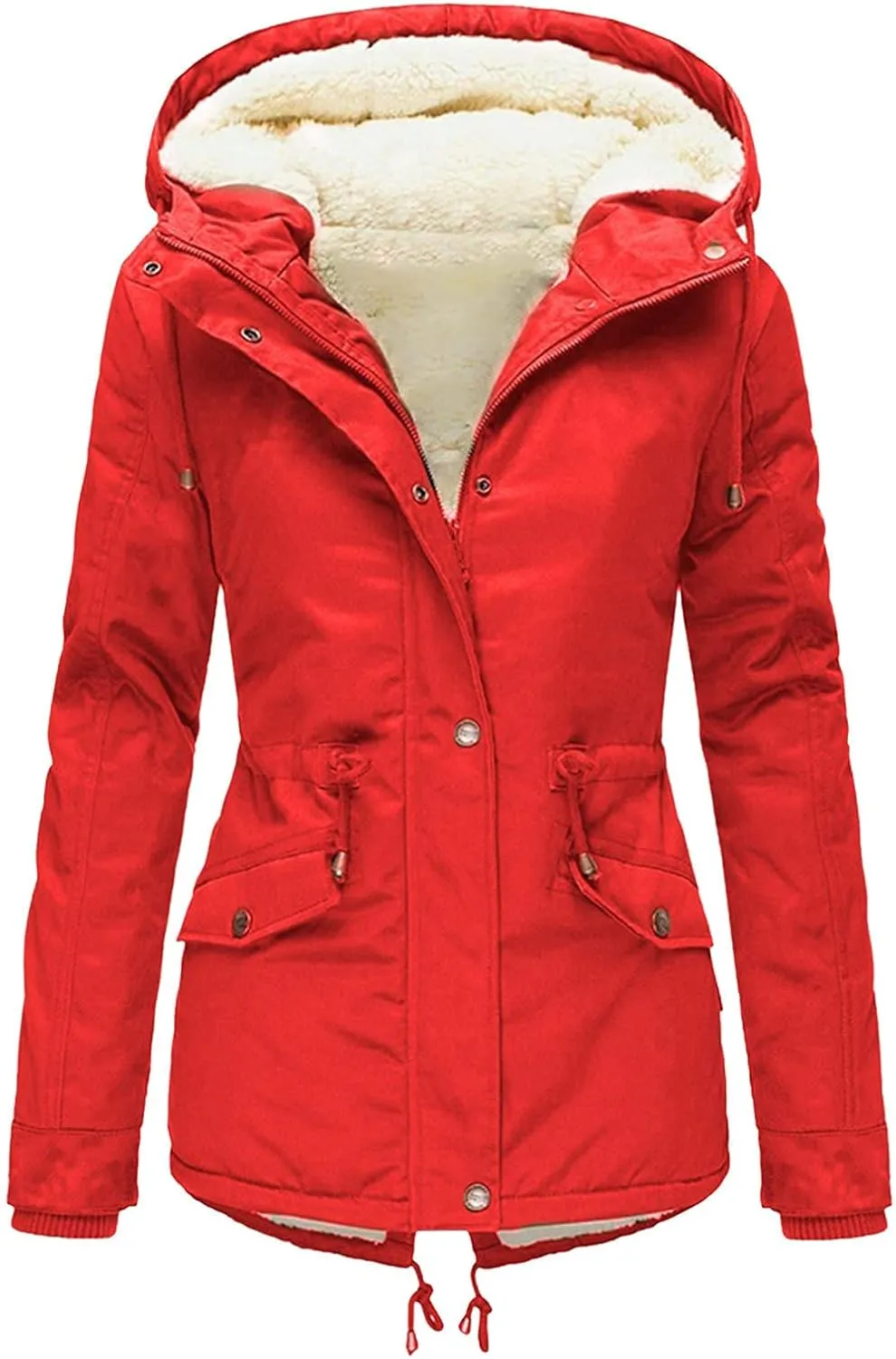ZBYY Winter Coats for Women Warm Sherpa Fleece Lined Hooded Zip Up Quilted Down Jacket Parka Outwear with Pockets